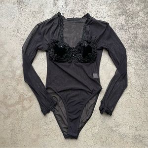 Vintage Jonquil by Diane Samandi nightie bodysuit size medium mesh underwire